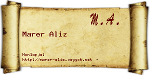 Marer Aliz névjegykártya